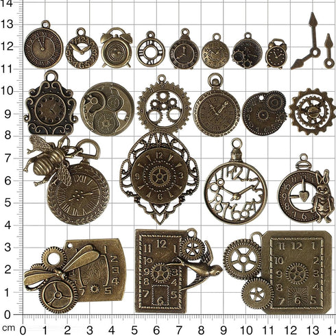 BIHRTC 40pcs Antique Bronze Mix Skeleton Steampunk Clock Face Watch Gear Cog Wheel Pendant Charms Jewelry Making DIY Steampunk Gear Pendant Charms...