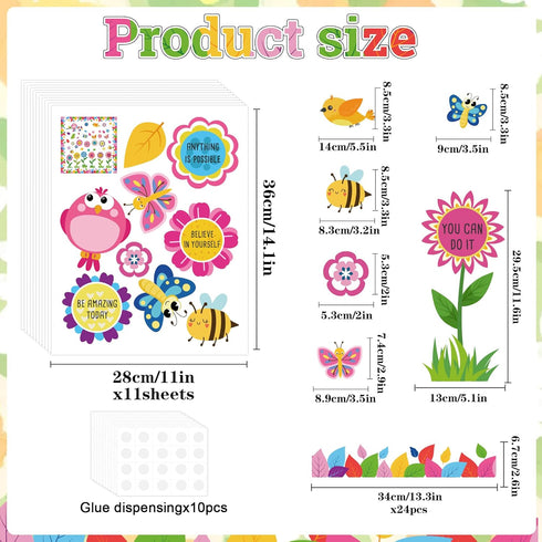 Bulletin Board Decorations Spring Flower Butterfly Affirmation Cutouts Hello Spring Bulletin Board Borders Set for Classroom School Office Decor T...