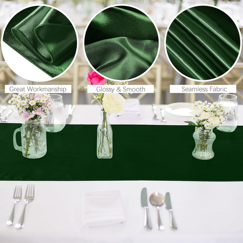 ANECO 4 Pack Satin Table Runner 12 x 108Inch Long Bright Silk and Smooth Fabric Party Table Runner for Wedding Banquet Party Decoration- Forest Gr...