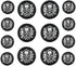 Bezelry Skull Emblem Matte Silver Black Metal Shank Double Blazer Button Set. 6 Pcs of 23mm, 8 Pcs of 15mm...
