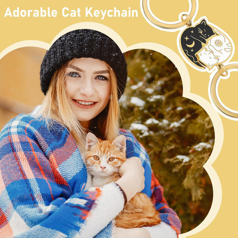 2PCS Cute Cat Keychain, Couples Matching Gifts BFF Frindship Gifts Keyring Boyfriend Girlfriend Anniversary...
