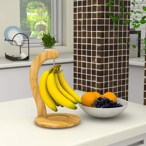 Ruichang Banana Holder Stand Banana Hanger,Bamboo Sturdy Banana Hook for Kitchen Countertop Banana Tree Keeper...