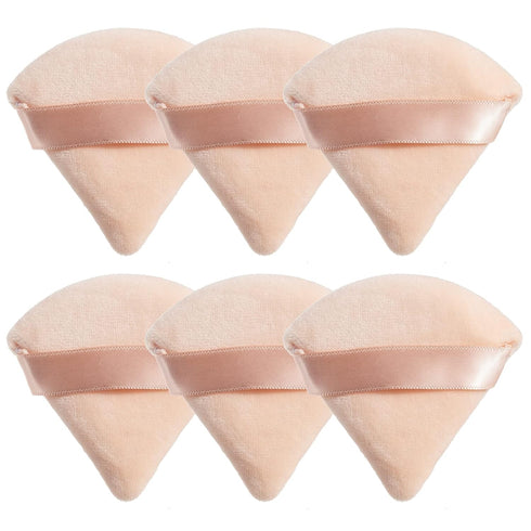 MOTZU 6 Pieces Powder Puff for Face , Cotton Velour Triangle Makeup Puff for Setting, Contouring, Under Eyes, and Corners, 2.76-inch Normal Size, ...