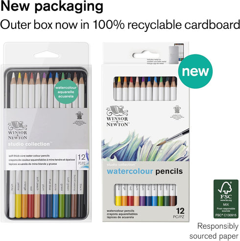 Winsor & Newton Studio Collection Artist Pencils, Watercolor Pencils, Set of 12...