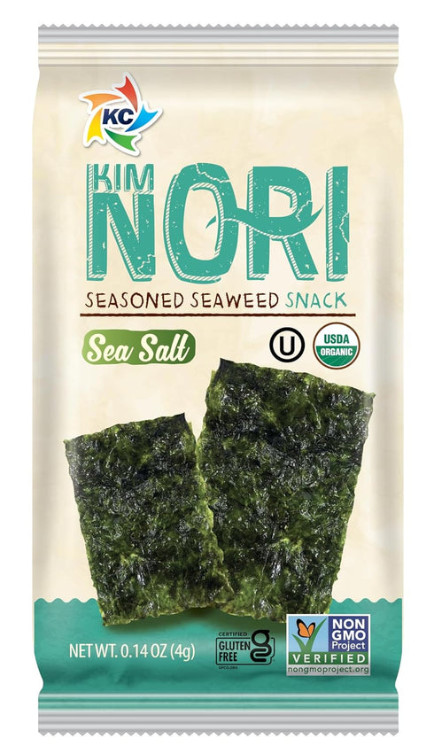 KIMNORI Seasoned Seaweed Snacks Sheets – Organic Sea Salt Flavor, 12 Individual Packs, Roasted Crispy Premium 100% Natural Laver Kim Nori, 4g 0.14...