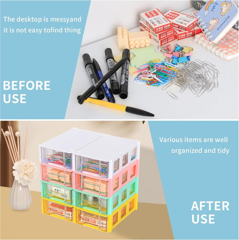 Small Drawer Organizer for Desk, Desktop Drawer Organizer with Clear Drawers, Plastic Desktop Storage Drawers 5.5" x 3.6" x 1.7"...
