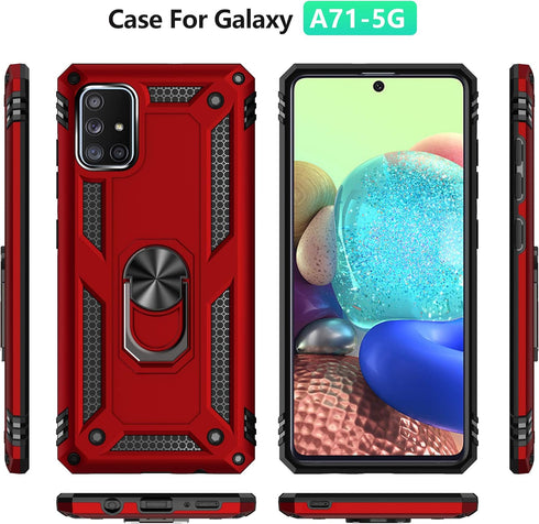 Samsung A71 5G Case, Military Grade Heavy Duty Protection with Rotating Kickstand & HD Screen Protector, Black...