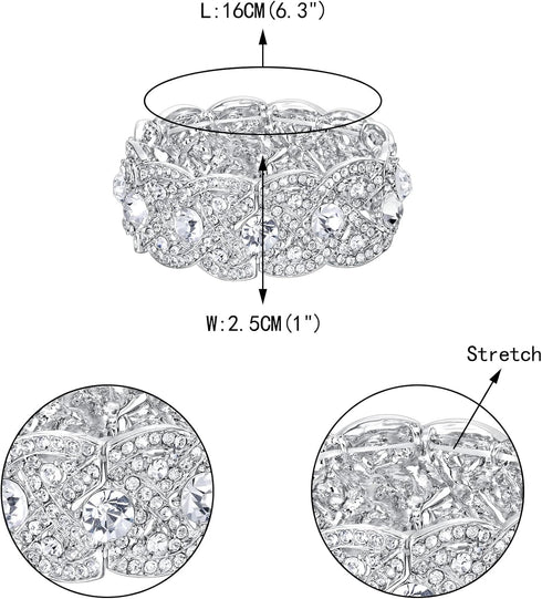 EVER FAITH Austrian Crystal Costume Jewelry Art Deco Elastic Stretch Bracelet...