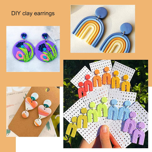 24 pcs Polymer Clay Cutters kit Clay Molds polymer clay cutters for jewelry making 10 Shapes of Clay Cutters with Earring Cards, Earring Hooks, Ju...