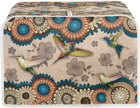 Talayituse Boho Mandala Hummingbird Print Toaster Cover 2 Slice Wide Slot, Lightweight Toaster Cover Dust Protection Washable Appliance Bag Bread ...