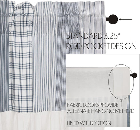 VHC Brands Sawyer Mill Blue Patchwork Farmhouse Kitchen Window Cotton Curtain Valance 19x60...