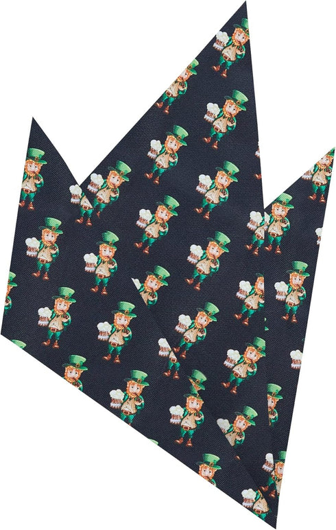 Jacob Alexander Men's Happy Saint Patrick's Day Leprechaun Holding Drinks Pattern Pocket Square...