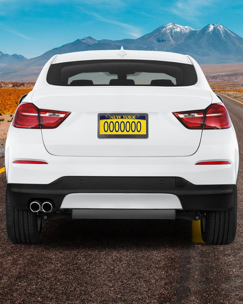 Aootf Carbon Fiber License Plate Frames - 2 Pack Black Aluminum Printed Carbon Patterns 2 Holes Front & Rear Car Tag Holder with Screws, Caps...