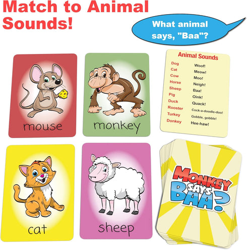 Monkey Says Baa? Animal Matching Game for Kids Ages 4+, Play Traditional Matching or Match to Mimicked Animal Sounds...