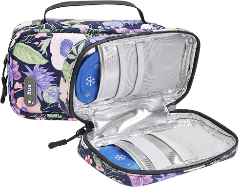 BOMKEE Insulin Cooler Travel Case, Insulin and Syringe Case Insulated Pouch Organizer Insulin Carrying Case Travel Bag with 2 Ice Pack for Insulin...