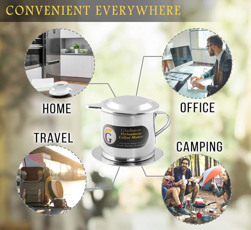 Vietnamese Coffee Maker Filter Phin, Small French Press Portable, Single Serve Coffee Makers, Screw Down Insert...