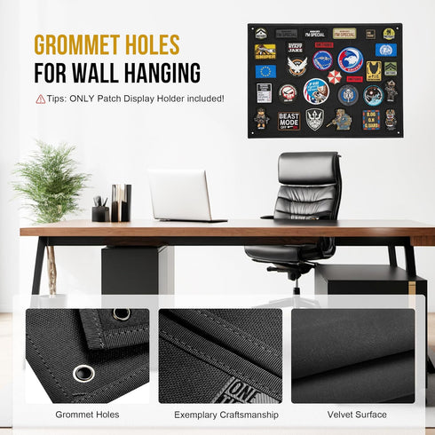 OneTigris Tactical Patch Display, Funny Foldable Patches Panel Holder Board for Military Army Combat Morale Uniform, Hook & Loop Emblems(Black - 2...