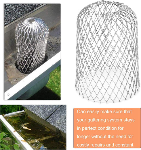 Lainrrew 3 Pcs Gutter Guard 3 Inch Flexible Aluminum Filter Strainer Rain Gutters Strainer Downspout Guard Protection Net Cover Stop Blockage from...