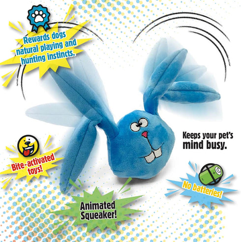 goDog Action Plush Blue Bunny Animated Squeaky Dog Toy, Chew Guard Technology - Blue, One Size...