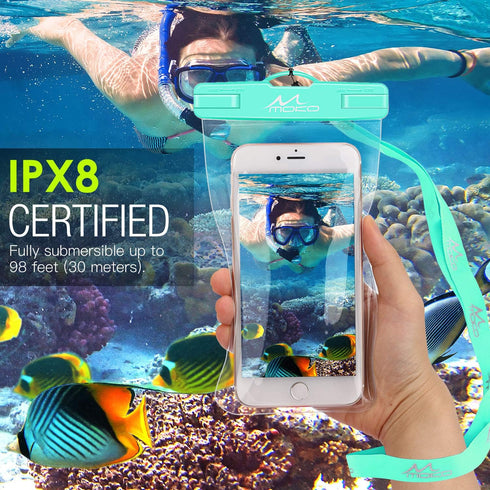 MoKo Waterproof Phone Pouch 2Pack, Underwater Phone Case Dry Bag with Lanyard Compatible with iPhone 14 13 12 11 Pro Max X/Xr/Xs Max/SE 3, Galaxy ...