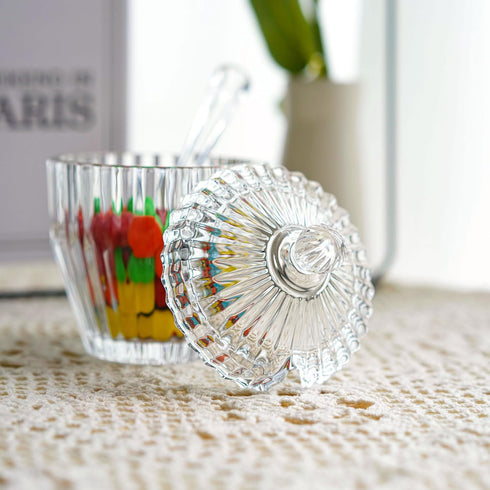 5oz Crystal Candy Jar with Lid Decorative Candy Dish Bowl Glass Candy Servers Wedding Candy Buffet Storage Containers for Home Office Lady Gift...