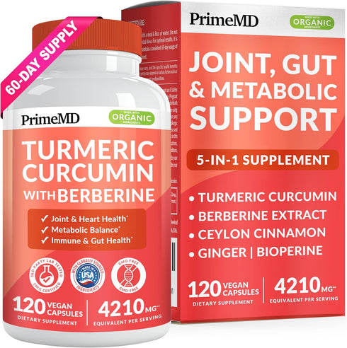 5-in-1 Turmeric Curcumin Supplement (4210mg) with Berberine, & Ceylon Cinnamon - Organic Turmeric Curcumin with Black Pepper and Ginger Supplement...
