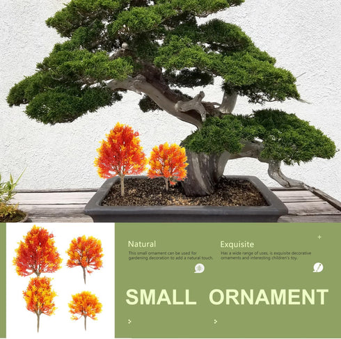SUPVOX Mini Maple Tree Plant Artificial Maple Tree Plastic Tree Model Miniature Figurine for Micro Landscape Plant Pot Fairy Garden Ornament 4pcs...