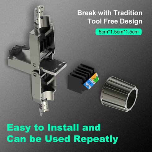 VCELINK RJ45 Connectors Tool Free Cat 8, Shielded RJ45 Modular Plugs 40 Gbps 2000MHz PoE++, Reusable Easy CAT 8 Termination for 23 AWG-22 AWG LAN ...