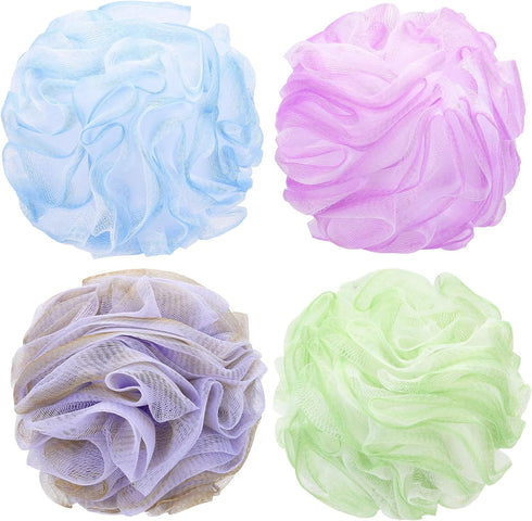 Tbestmax 4 Pack Bath Sponge Pouf Shower Loofah Body Scrubber Exfoliator, 60g/Piece - 4 Colors...