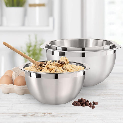 Oggi 3-Quart Two-Tone Stainless Steel Mixing Bowl, Great for Mixing, Making Dough, Dressing Salads, Mixing Eggs, Washing Vegetables...