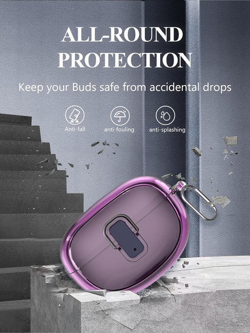 Case Cover for Bose Ultra Open Earbuds,Clear Soft TPU Protective Cover with Keychain and Cleaner Kit for Women Men Shockproof Skin,Clear Purple....