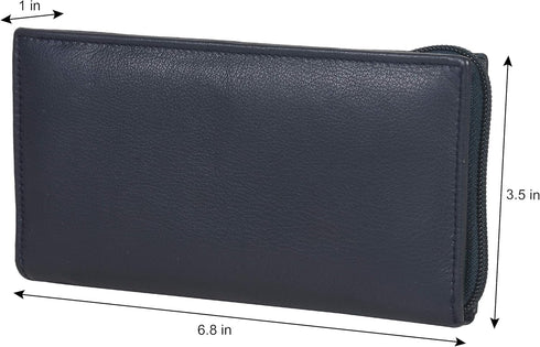 Leatherboss Genuine Leather Slim Checkbook Zipper Cover Holder for men women, Black...