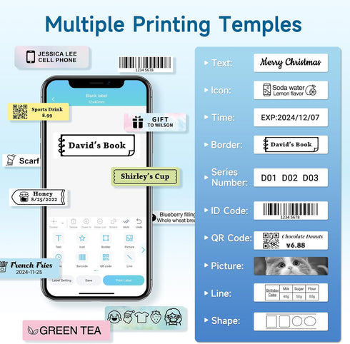 Label Makers, Label Maker Machine with Tape, Portable Bluetooth Label Printer with Little Space, Inkless Thermal Label Maker for Family School, Mi...