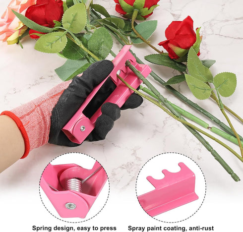 PATIKIL Rose Stem Leaf Thorn Stripper, 2Pcs/1Set Rose Thorn Stripper Remover Tool Leaf Stripping Tool for Gardening Flower Arrangement, Pink...