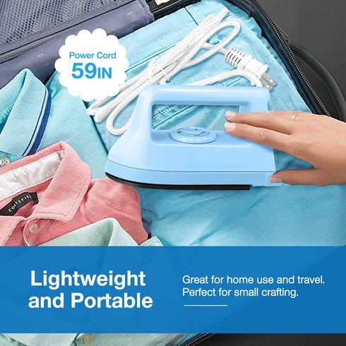 Mini Iron for Crafts Quilting, Travel Iron Household Iron Easy Iron Supplies Mini Electric Iron, Mini Heat Press Machine Sewing Sachine (Blue)...