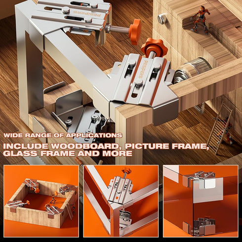2PCS Corner Clamps For Woodworking, Durable Rust&Corrosion Resistant Upgraded 90 Degree Stainless Steel Right Angle Clamp with Adjustable Swing Ja...
