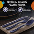 Disposable Navy Plastic Forks 50 Pcs - Heavy Duty Navy Plastic Disposable Cutlery - Navy Disposable Flatware, Navy Plastic Silverware, Plastic For...