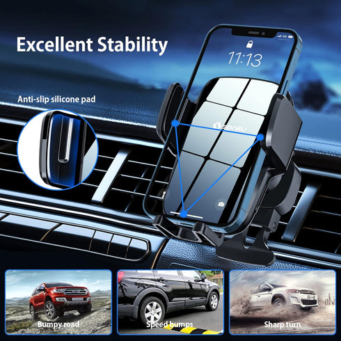 Wireless Car Charger Mount, 15W Fast Charging Auto-Clamping Car Phone Holder, Windshield Dashboard Air Vent Car Charging Holder for iPhone Samsung...