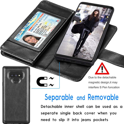 Tekcoo for Galaxy Note 9 Case, for Note 9 Wallet Case, PU Leather ID Cash Credit Card Slots Holder Carrying Folio Flip Cover [Detachable Magnetic ...