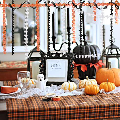 3 Rolls 15 Yards Halloween Ribbons, Black White Orange Halloween Ribbons Pumpkin Bat Ghost Shape Craft Ribbons Trim Embellishment for Gift Wrappin...