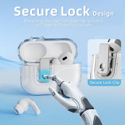 Compatible with Airpods Pro 2nd/1st Generation Case Cover with Cleaner Kit,Clear Soft TPU Transparent with Lock for AirPods Pro 2 Charging Case(US...