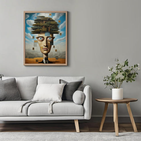 Posterizer 1 pcs-wide eyed head growing a tree-Abstract & Modern Art-Fantasy & Fiction Art-Gift for Art Lovers-Decor for Home & Office- UNFRAMED W...