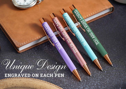 InnoBeta Mental Health Gift for Women, Ballpoint Pen Set of 4, Self Care Encourage Inspirational Gifts for Friends, Daughter, Teens...