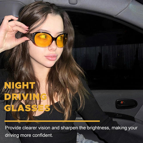 LVIOE Night-Vision Driving Glasses Wrap Around Anti Glare with Polarized Yellow Lens for Women...