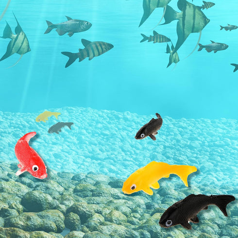 Mini Koi Fish 20 Pcs Goldfish Figurines Miniature Tiny Carps Garden Supplies, Plastic Fish Figures Small Goldfish Miniature Carp Ornament Garden D...