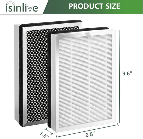isinlive 25 Replacement Filter Compatible with 25 Air Purifier S1/W1/B1, HEPA Activated Carbon Filter, 4 Pack...
