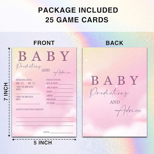 Baby Predictions and Advice Cards, 5" x 7" Pink Cloud Gender Reveal Games Favors for Guests, Baby Shower Party Decorations - D09...