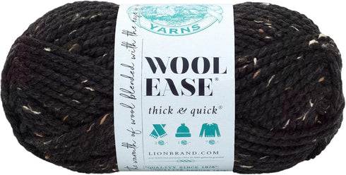 Lion Brand Yarn Wool-Ease Thick & Quick Yarn, Soft and Bulky Yarn for Knitting, Crocheting, and Crafting, 1 Skein, Obsidian...