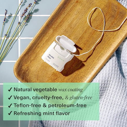 Boka Ela Mint Woven Dental Floss, Made from Plant-Based Vegetable Wax, Teflon-Free, 30 Yards of Waxed Floss (Pack of 1)...