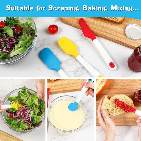 Webake Mini Silicone Spatula Set, Non-Stick Small Spatulas with Sturdy Handle, Nice for Small Jars and Cans, Mixing, Cooking and Baking, Heat Resi...